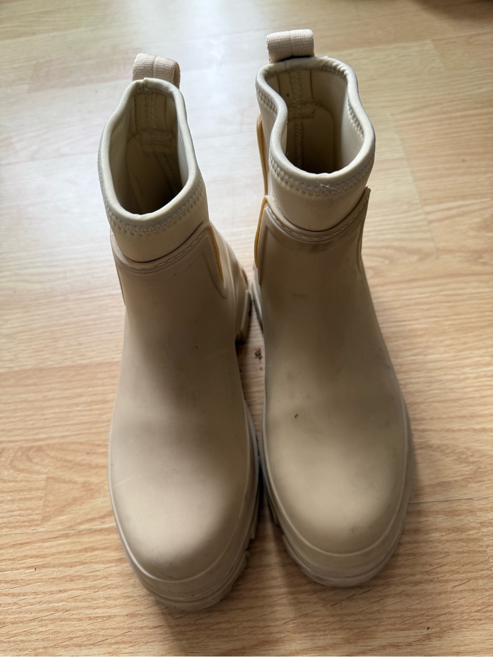Zara Womens Beige Neutral Ankle Rain Boots Size 38(7 US)